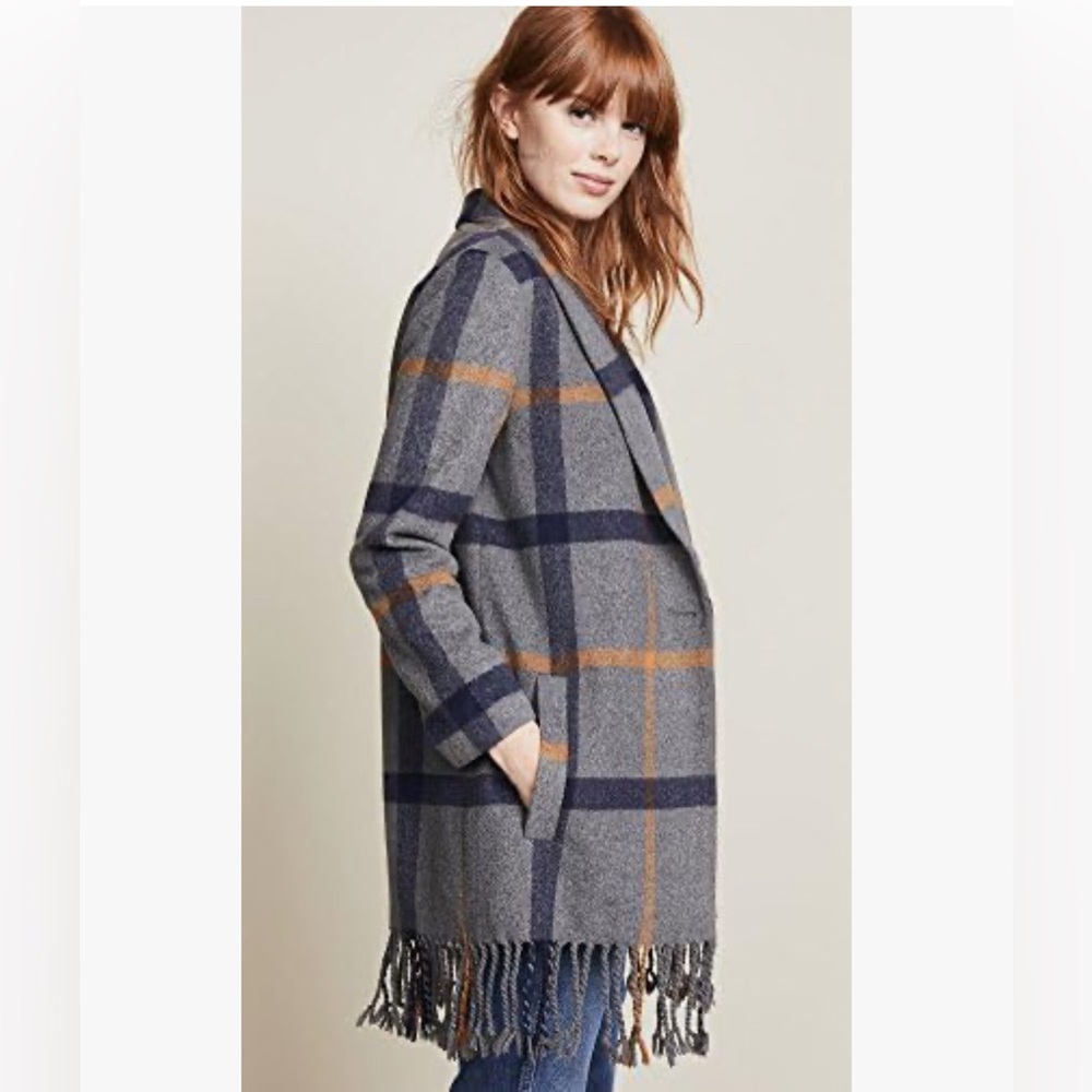 BB Dakota Women's Plaid Fringe Coat - Picture 2 of 8